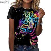 Summer Novelty Elephant Art Butterfly 3D Printing T-Shirt Female T-Shirt Harajuku Short-Sleeved Fashion Soft And Comfortable Top
