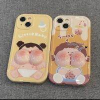 เคส RouJiang สำหรับ iPhone 15 14 13 12 11 Pro Max X Xr Xs Max 7 8 Plus SE 2020Apple เคสป้องกันโทรศัพท์กรอบเลนส์สาวน้อยอ้วนเล็กน้อย