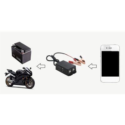 อะแดปเตอร์ชาร์จไฟ USB สำหรับรถยนต์12V พร้อมคลิปหนีบแบตเตอรี่4พอร์ตสถานีชาร์จ USB สำหรับรถยนต์มอเตอร์ไซด์อุปกรณ์ชาร์จศัพท์มือถือ