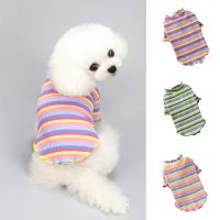 ZZOOI Pet Dog Clothes Puppy Vest T-shirt Rainbow striped Print Winter Pet Clothes Dog Clothing Autumn Shirt For small Dogs costume