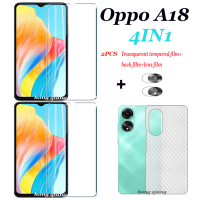 (4in1) สำหรับ A18 Oppo A18K A98 A38ที่มี2ฟิล์มแก้วนิรภัยโปร่งใสหน้าจอ + ฟิล์มด้านหลัง + ฟิล์มเลนส์