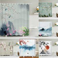 【hot】▤  Chinese Landscape And Printing Curtain Polyester Decoration Shower With Hooks