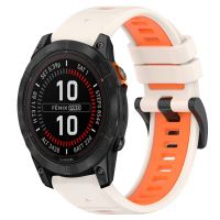 สำหรับ Garmin Fenix 7X สายรัดสองนาฬิกาซิลิโคนสีสำหรับเล่นกีฬาขนาด26มม. (สีเทา + สีเหลือง)