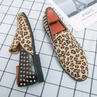 Mens Sang Trọng Kích Thước Lớn 38-48 Leopard In Trang Phục Chính Thức Ăn Mặc Giày Chỉ Đầu Buổi Tối Giày Bên Cho Người Đàn Ông Phong Cách Cậu Bé Vàng Sneakers