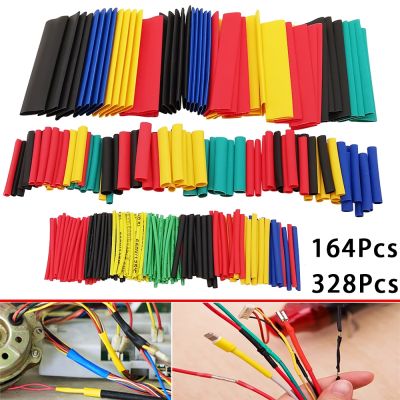 【cw】 164/328Pcs Polyolefin Insulation Sleeving Car Electrical Wire Wrap 2:1 Shrink Tubing 8 Size Tube Assorted