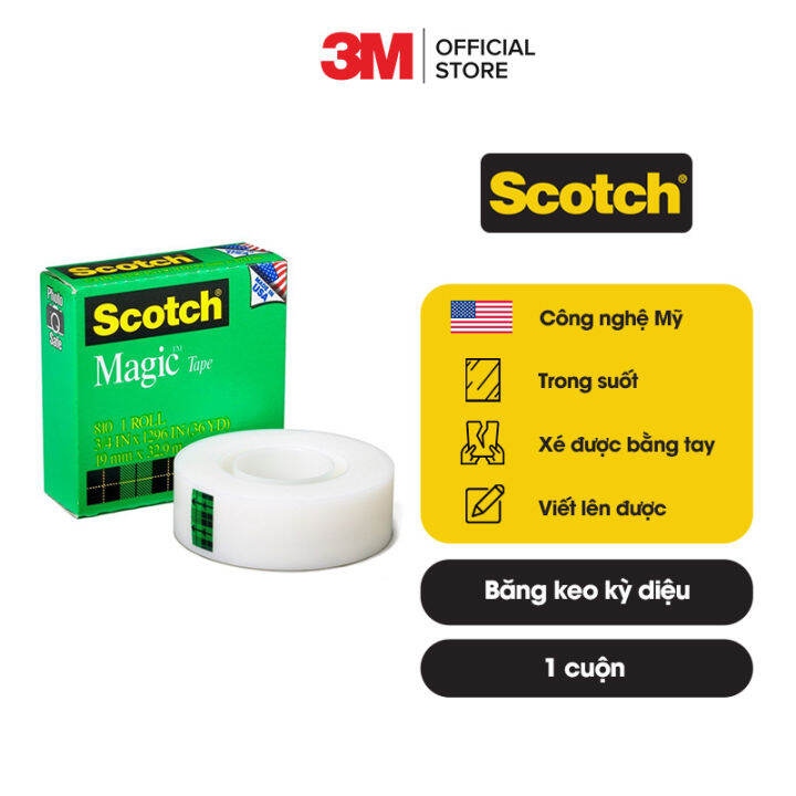 Băng keo kì diệu Magic Tape Scotch 3M 810  x 32,9m - Trong suốt,