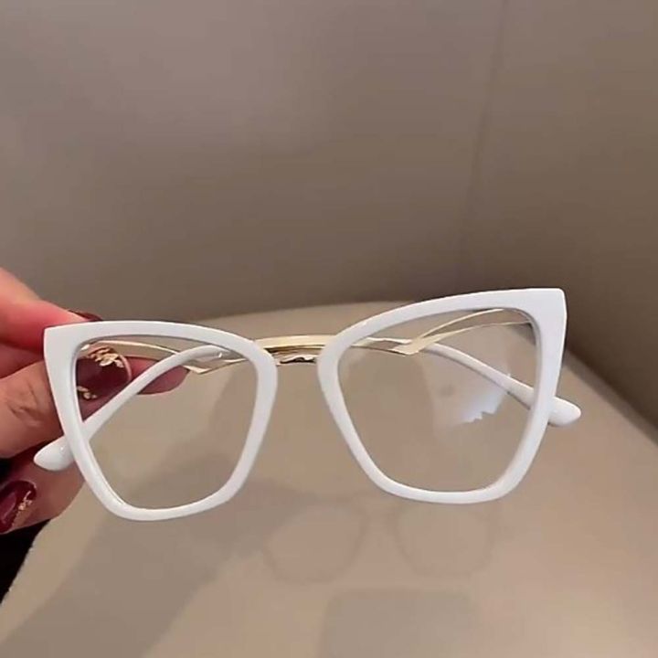 lygjzc-โปร่งใส-แฟชั่น-แว่นตาคอมพิวเตอร์-สีดำ-แมวตา-กรอบแว่นตาโลหะ-แว่นตาตาแมว-แว่นตาป้องกันแสงสีฟ้า-แว่นตาป้องกันรังสี-กรอบแว่นตาผู้หญิง