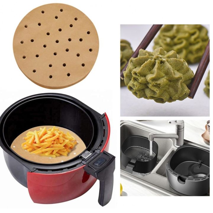 100pc-bag-air-fryer-steamer-liners-premium-perforated-wood-pulp-papers-non-stick-steaming-basket-mat-baking-utensils-for-home