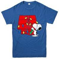 Snoopy ของตกแต่งวันคริสต์มาส,XS-6XL คอตตอน100% สีน้ำเงินสำหรับงานรื่นเริงเสื้อยืดฟิตเนสขนาดพลัสไซส์สำหรับผู้ชายเสื้อท่อนบนของขวัญคริสต์มาสเสื้อยืด