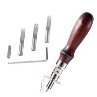 LMDZ 7 in1 Leather Groover Tool Edge Press Beveler Kit Adjustable Stitching Groover Creasing Edge Beveler Leather Craft Tools