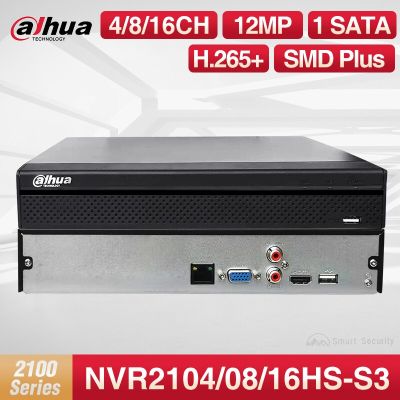 Dahua ช่อง4/8/16ช่องดั้งเดิมเครื่องบันทึกวีดีโอกล้อง IP เฝ้าระวังขนาดเล็กสีดำ NVR2104/08/16HS-S3 1HDD J44 SMD