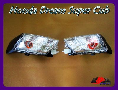 HONDA DREAM SUPER CUB FRONT TURN SIGNAL (RH&amp;LH) SET PAIR // ไฟเลี้ยวหน้า ซ้าย-ขวา บอดี้พลาสติกสีดำ (1 คู่) สินค้าคุณภาพดี