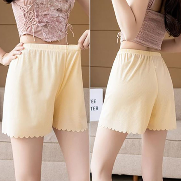 shenghao-กางเกงขาสั้นคลื่นขนาดใหญ่สำหรับผู้หญิงกางเกงเซฟตี้ทำจากผ้าไหมน้ำแข็ง