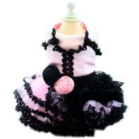 Handmade Dog Dress Pet Clothes Ball Gown Tutu Vintage Carmen Rose Silky Satin Lace Tulle Bubble Skirt Holiday Party Wedding