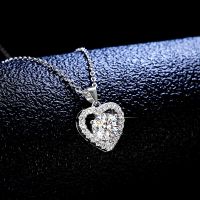 Necklace For Women VVS D Color Moissanite Necklace Classic 925 Silver Round Cut Heart Shape Anniversary Party Of Gift Pendent Fashion Chain Necklaces