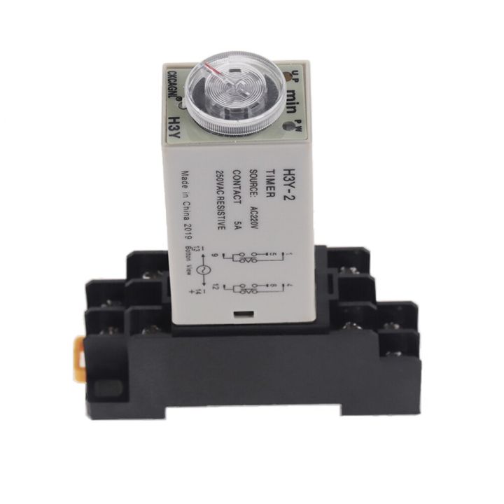 1pcs-h3y-2-delay-timer-time-relay-ac220v-110v-dc24v-3s-5s-10s-30s-60s-3m-5m-10m-30m-60m-with-base-5a-electrical-circuitry-parts
