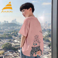 Annn Store เสื้อยืดแขนสั้นลายลูกแมวสำหรับเด็กผู้ชาย,เสื้อฮิปสเตอร์แขนยาวครึ่งเดียวสำหรับฤดูร้อน