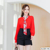 เสื้อทำงาน ส้ม Miss Daisy : No.2083 เสื้อแขนยาวสีพื้น | Solid Long Sleeve Blouse