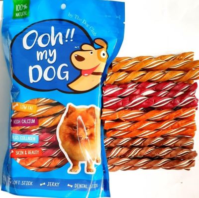 ขนมหมา ขนมสุนัข สติ๊กทูโทนOoh my dogรวมรส ขนาด500กรัม