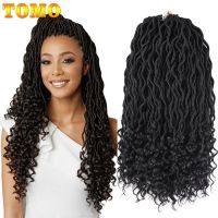 TOMO Faux Locs หยักศกถักโครเชต์ผมเปีย20inch2 4roots ไล่เฉดสีสังเคราะห์ต่อผมเปียเบอร์กันดีสีดำสีแดงสีน้ำตาล