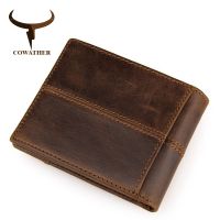 COWATHER 100 top quality cow genuine leather men wallets fashion splice purse dollar price carteira masculina original brand