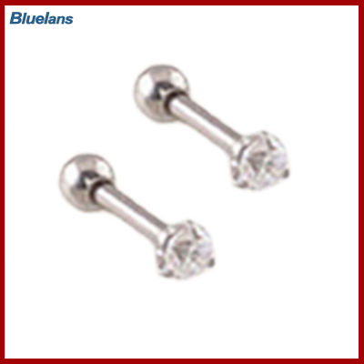 Bluelans® 2 Pcs Stainless Steel Stud Earrings Jewelry 3mm (Steel Clear Cz)