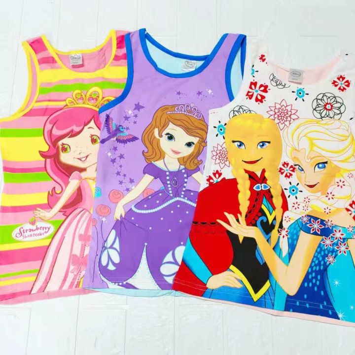 Cod 1-3 Pieces Girls Colorful Printed Sando/Shirts (Everyday Wear) for 1-9  yrs old