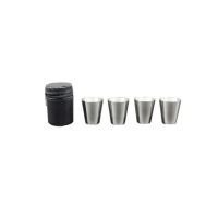 4pcs/set 30ml Mini Stainless Steel Wine Drinking Shot Glasses With Leather Cover Bag Barware Cup Portable Outdoor Travel Cup Bar Wine Tools