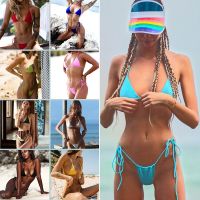 European And American Suspender Backless Bikini Sexy Solid Color Swimsuit With Chest Pad Without Steel Support Swimming Suit