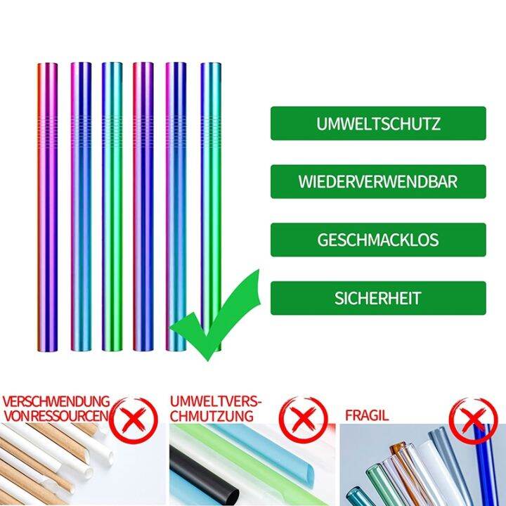 6-bubble-tea-straws-21-5-cm-stainless-steel-straw-12-mm-wide-drinking-straws-reusable-with-2-cleaning-brushes