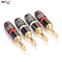 HIFIDIY LIVE อะแดปเตอร์ขั้วลำโพงวิดีโอเสียงปลั๊กตัวเชื่อมสำหรับกล้วยทองแดงชุบทองบริสุทธิ์4ชิ้น/เซ็ต4มม. ชุดตัวเชื่อมต่อ