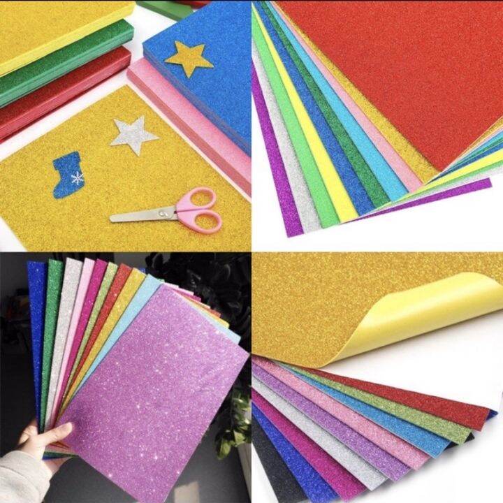 5 sheets DIY Glitter Foam Sheet with Adhesive Tape Lazada PH