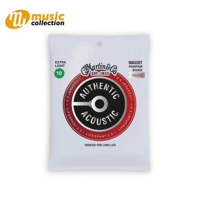 สายกีตาร์โปร่ง Martin MA530T Lifespan Treated Phosphor Bronze Authentic Acoustic Guitar Strings Extra Light 10-47