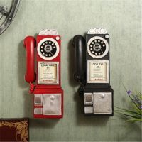 Retro Dial Pay Phone Model Resin Vintage Telephone Wall Hanging Ornaments Furniture Crafts Gift Ornament Home Crafts Accessory