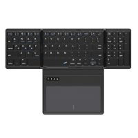 Keyboard Foldable With Touchpad Portable Numeric Keypad Leather Case Lightweight Bluetooth-compatible for Universal Tablet Phone Keyboard Accessories