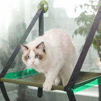 Cat Bed Window ถอดล้างทำความสะอาดได้ Cat Window Perch Swing Hammock พร้อมถ้วยดูดที่แข็งแกร่งสำหรับสัตว์เลี้ยง