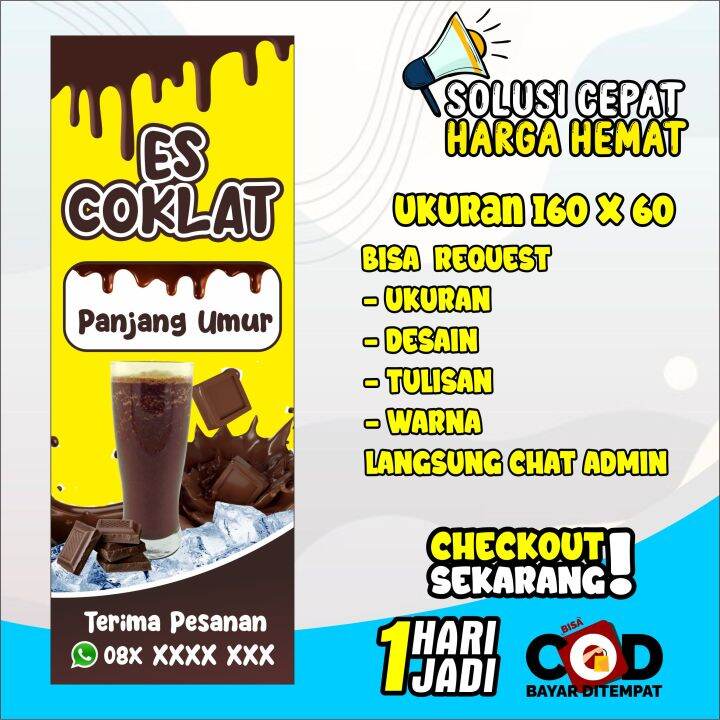 Spanduk Banner Berdiri Es Coklat Viral Custom Hari Jadi Lazada Indonesia