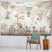 Cute Cartoon Animals Tapestry Nordic Wall Hanging Kawaii Bear Carpet Wall Cloth Children Room Decor