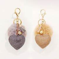 【CW】 Pompom Keychains Rhinestone  Women  39;s Keyrings Pendants room Suspension Decoration Automobile decoration