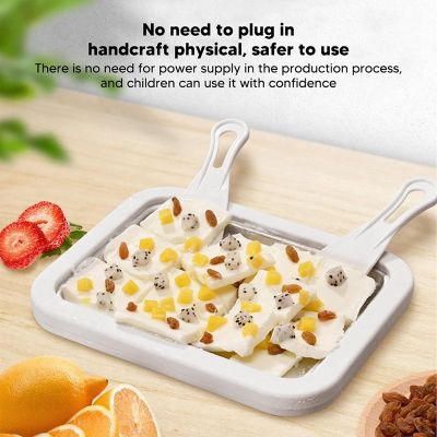 Stainless Steel Household Ice Cream Maker Plate Fried Yogurt Machine Pan DIY Mini Ice Tray