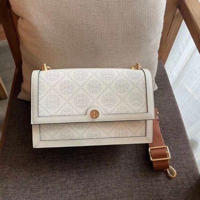 2023 new TORY BURCH TB T Monogram Perforated Logo Leather Shoulder Bag