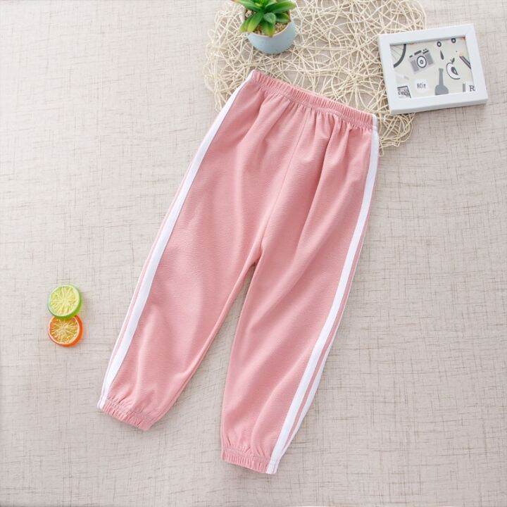 yiyepianzhou-2-13years-toddler-kids-pants-summer-harem-pants-girls-soft-trousers-drawstring-side-stripe-baby-boys-pants