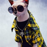 ZZOOI Yellow Plaid Street style Shirt Sphynx Cat Coats for cats Summer Thin Section Breathable Hairless Cat Outfits