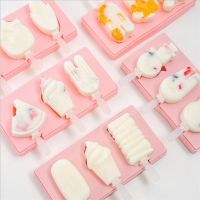 【cw】 Cartoon Mold with 10pcs Lid Silicone Homemade Popsicle sucker Mould Molds 【hot】