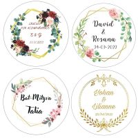 【YF】✇  80 Pieces 3.5cm Custom Add Your Name and Date Wedding Stickers Invitation Paper Label
