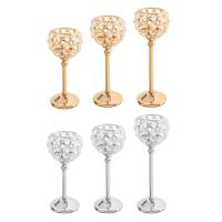 【CW】Golden Crystal Candle Holder Decor, Table Centerpiece Candlesticks Holder for Wedding, Dining Room, Party, Holiday Decoration