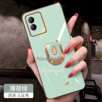 เคสอิเล็กโทรเพลทใหม่2023ชิ้นสำหรับ VIVO Y17S เคสโทรศัพท์ VIVOY17S พร้อมรูปการ์ตูนรูปหมีพับได้ฝาครอบเนื้อนิ่ม TPU เคสป้องกันกล้องแบบรวมทุกอย่าง