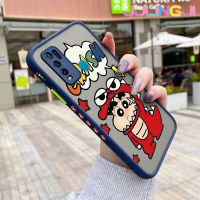 Jlingji เคสสำหรับ VIVO Y30 Y30i Y50การ์ตูน Crayon Shin-Chan มีน้ำค้างแข็งโปร่งใสแข็งลายขอบสี่เหลี่ยมด้านข้างเคสนิ่มป้องกันกล้องปลอกซิลิโคนกันกระแทก