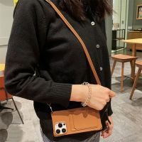 ALIGO Crossbody สายคล้องเสื้อสายเดี่ยวแบบครึ่งตัวสำหรับ iPhone 11ช่องเสียบบัตร TPU เคสครอบโทรศัพท์กันกระแทกสำหรับ iPhone 14 Pro Max 13 12