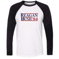 IDzn Cotton REAGAN BUSH`84 political election funny 80s retro Republican T-shirt Raglan Long Sleeve T Shirt Men Women Boy Girl